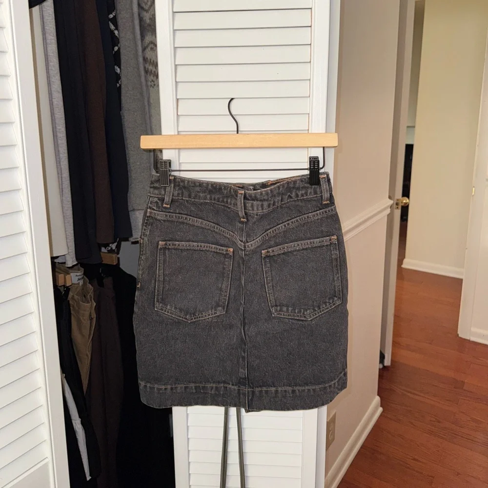 COLLUSION Washed Black Denim Skirt - Picture 2 of 3